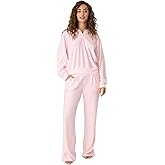 PJ Salvage Waffle Hooded Thermal Lounge Set Small Blush