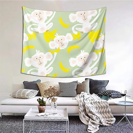 Xiexhome Kitchen Wall Decorations Cute Kids Monkey And Banana Wall Art Bedroom Decor 60x51 Inches 152x130cm Wall Hanging Art Home Decor Polyester For Living Room Bedroom Dorm Amazon Co Uk Kitchen Home