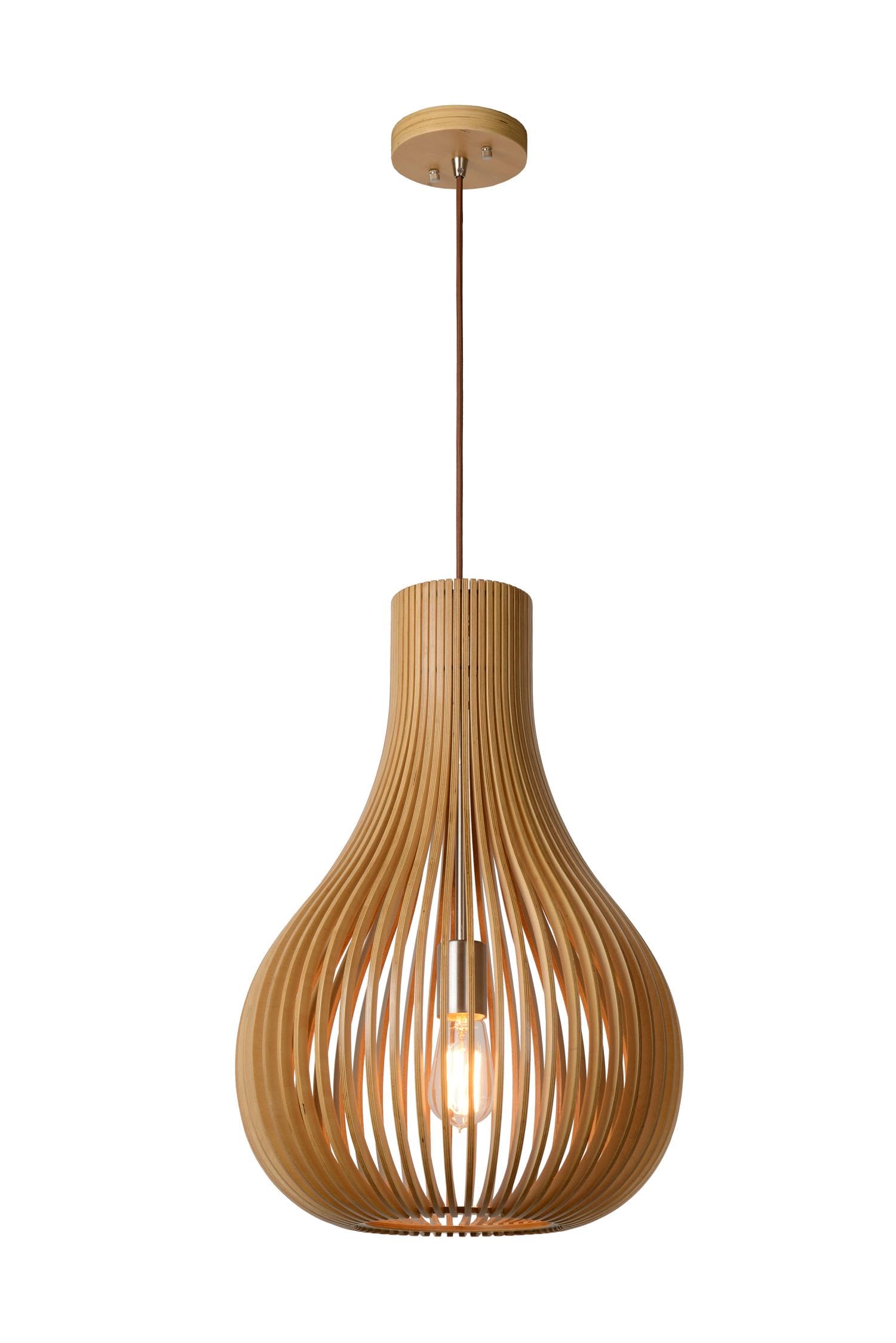 LUCIDE BODO - Pendant Light - Ø 38 cm - 1xE27 - Light Wood
