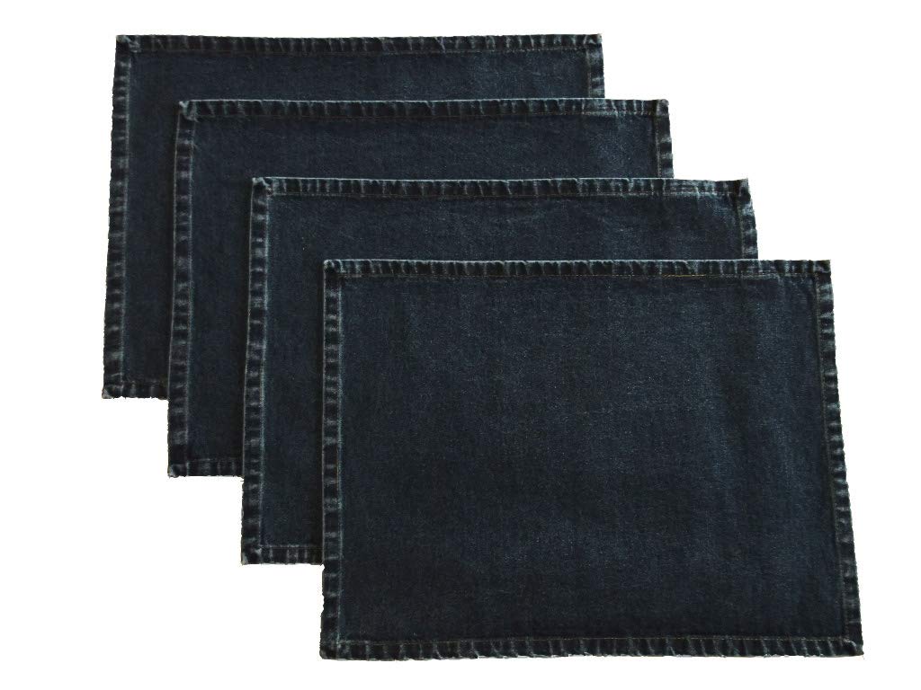 Lemos Home Placemats Set of 4 Denim Cotton 46 x 36 cm Blue Place Mat Premium Quality
