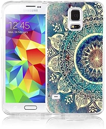 S5 Case Samsung Galaxy S5 Case Viwell Soft Case Rubber Silicone Retro Blue Flowers Aztec