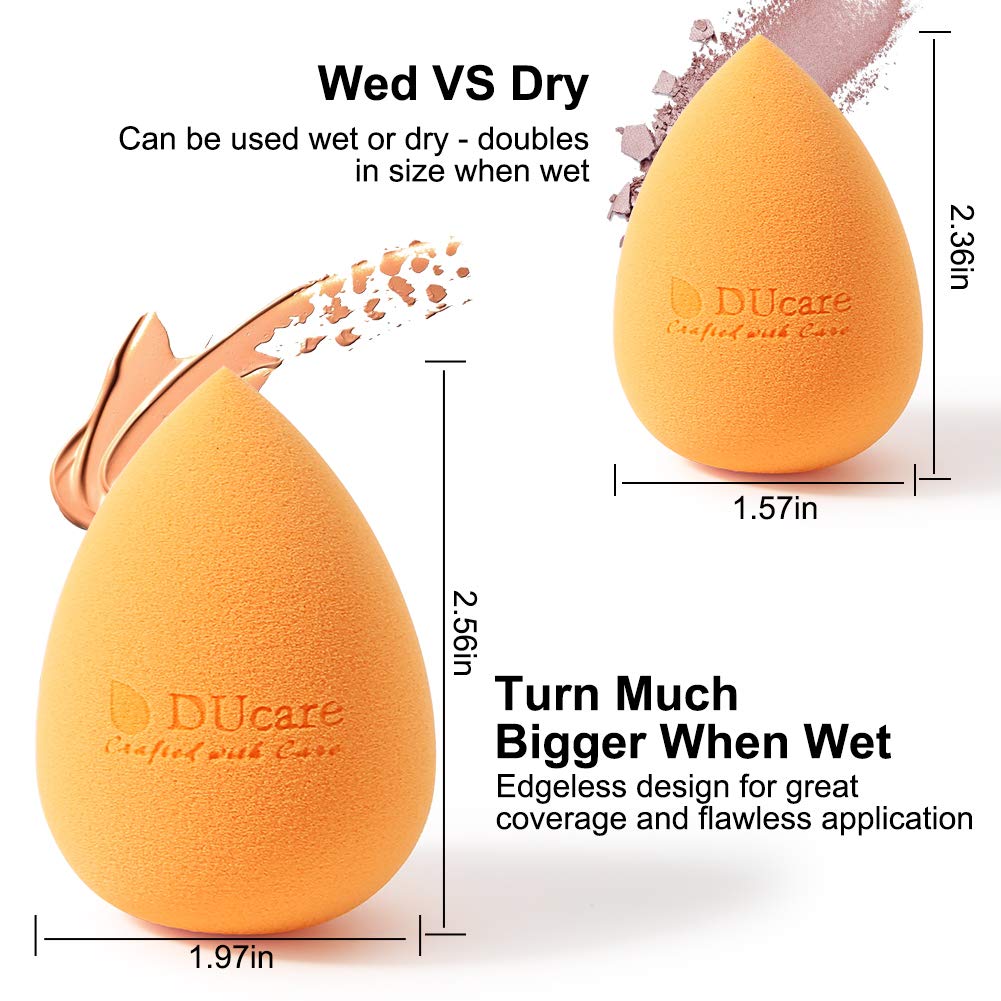 DUcare Kabuki Foundation Brush 1Pcs & 4Pcs Makeup Sponges - Foundation Synthetic Buffing Stippling Brush& Professional Beauty Makeup Sponge Blender for Liquid Blending Mineral Powder Makeup Tools: Beauty