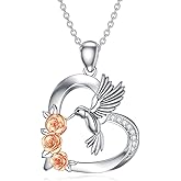 LWXIE Diamond Hummingbird Necklace for Women 925 Sterling Silver Hummingbird Pendant Diamond Jewelry Gifts for Mother's Day Birthday Valentine's Day