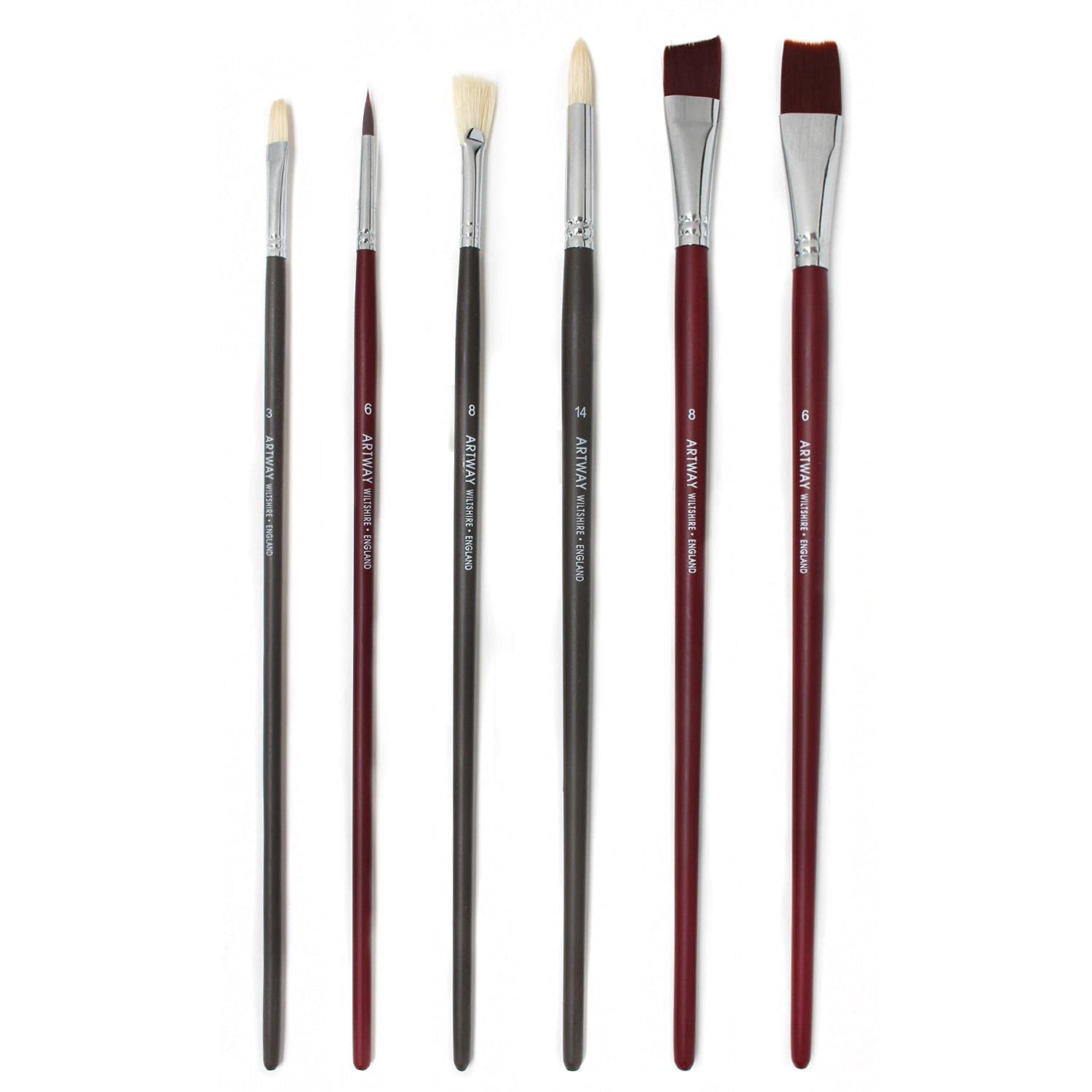 Artway Long Handle Premium Artist Paintbrush Set (6pc mixed)