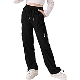 LIFAky Cargo Pants for Girls Parachute Baggy Joggers Elastic Waist Wide Leg Hip Hop Dance Outfits Size 7-14