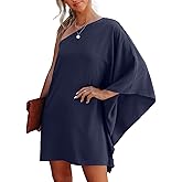 oten Women's 2026 One Shoulder Batwing Sleeve Short Flowy Cocktail Wedding Guest Semi Formal Dresses