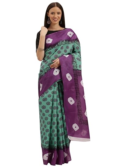 Mangalagiri Cotton Saree With Un-Stiched Blouse Piece - Powerloom Weaved Traditional Daywear Sari for Women - by ART Retail