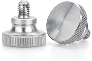 HIRTUOTTER 4 pcs M6 x 12 Knurled Thumb Screws 304 Stainless Steel, Flat Head with Shoulder Grip, for 3D Printers/Electronics/Machinery