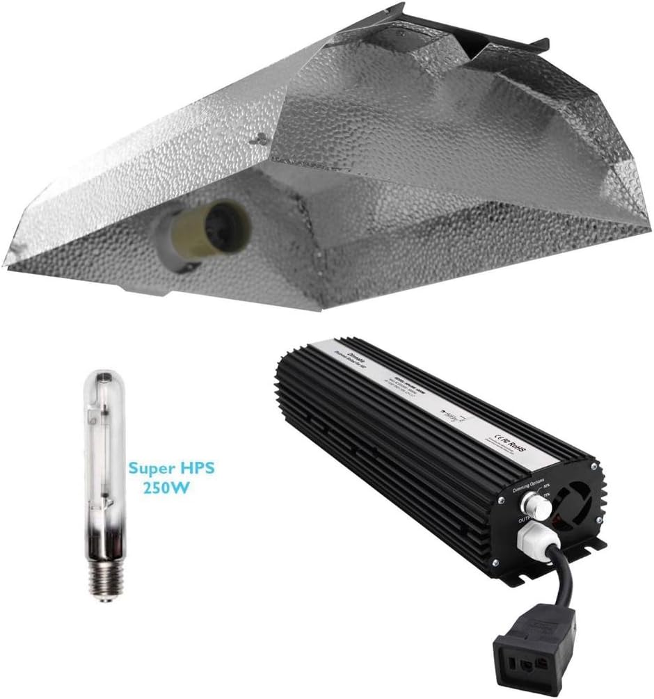 VegieMaster 250 watt Digital Dimmable HPS Grow Light System Kit for Plants with Stackable Reflector Hood, Dimmable Ballast and 250w HPS Bulb