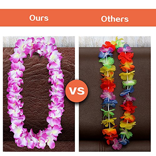YUEAON 6 Pack Large Size Hawaiian Leis Flowers Necklace Luau Tropical Beach Theme Party favros Supplies Decorations,6 Colors