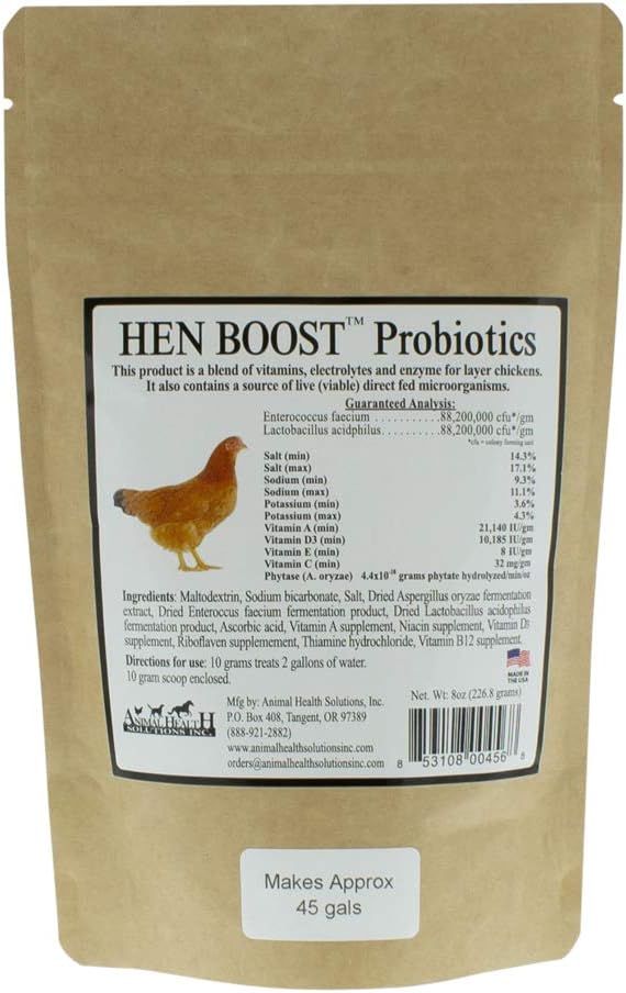 Animal Health Solutions - Hen Boost Probiotics, Help Boost Immunity & Hydration in Full Grown Chickens (8 oz): Garden & Outdoor