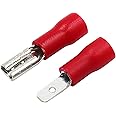 Baomain 0.11" Red Female/Male Insulated Spade Wire Connector Electrical Crimp Terminal 22-16 AWG 2.8 x 0.5mm Pack of 100