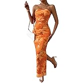 ASKHOPE Women's Summer Strapless Dresses 2025 Maxi Bodycon Tube Top Dress Floral Beach Vacation Clothes for Women