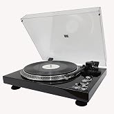 Classic Vinyl Record Player, Fully‑Automatic Belt‑Driven Turntable with BT Wireless, 33/45 RPM Speeds, Auto‑Repeat Function, Hi‑Fi, Die-Cast Aluminum Platter, Solid Wood Plinth - Piano Black