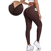 TURBOFIT V Back Scrunch Butt Leggings for Women with Pocket Butt Lifting Leggings Tummy Control Booty Lifting Leggings