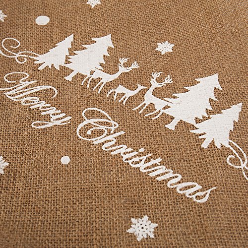 Hootech Christmas Tree Skirt 48 Inch Burlap Tree Skirts Ornaments Xmas Decorations White Snowflake Printed for Christmas Party (48"/122cm)