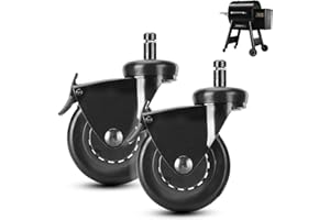 PETKAO 3'' Swivel Caster Wheels for Traeger Timberline 1300 Timberline 850 Ironwood 885 Ironwood 650 Pro 34 Texas Elite 34 Pellet Grills, HDW302 Grill Wheels Replacement for Traeger Accessories, 2PCS