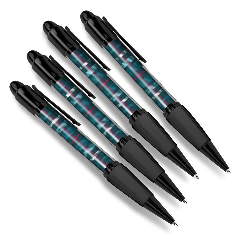 Destination Vinyl Ltd 4 x Matching Ballpoint Pens - Scottish Teal Pink Tartan Scotland #12328