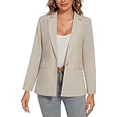 MINTLIMIT Womens Cotton Linen Blazer Long Sleeve Casual Work Office Lightweight Lapel Button Blazers Jacket with Pockets