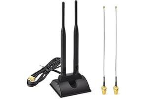 Eightwood 2.4GHz 5GHz Dual Band WiFi Antenna RP-SMA Male Antenna + IPEX U.FL to RP-SMA Female Cable 6 inch (2-Pack) for Mini PCIe Network Card USB WiFi Adapter Wireless Router Hotspot