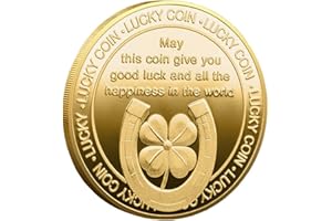 YVHUSK 1 PCS Lucky Coin Horseshoe and Four Leaf Clover Souvenirs Gifts Creative Present Metal Commemorative Coins Gold