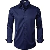 JEMITOP Men's Stretch Wrinkle Free Dress Shirt Formal Prom Wedding Long Sleeve Button Down Shirts