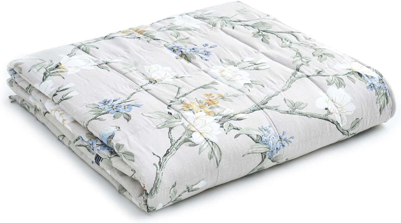 YnM Weighted Blanket — Heavy 100% Oeko-Tex Certified Cotton Material with Premium Glass Beads (Magnolia, 80''x87'' 25lbs), Two Persons(110~190lb) Sharing Use on Queen/King Bed | A Duvet Included