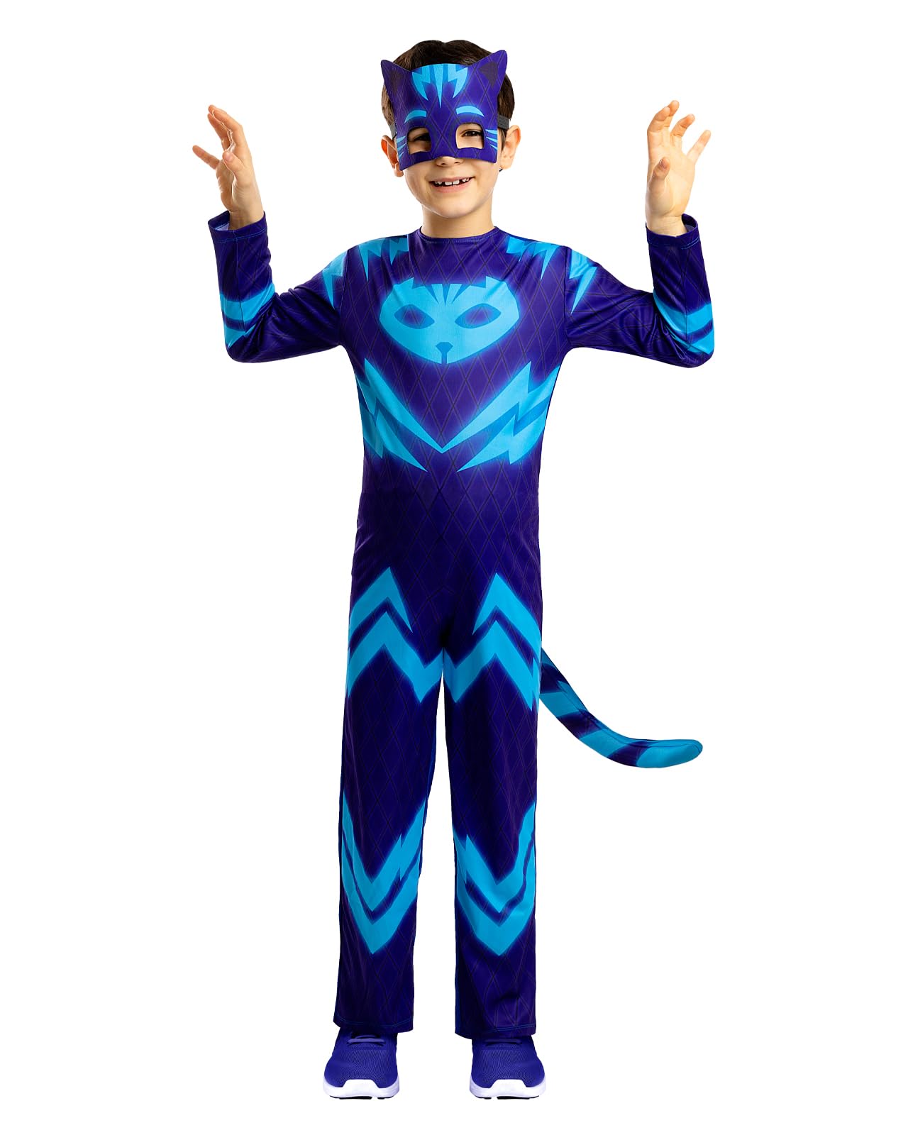 Funidelia Official Catboy PJ Masks Costume for Boys, Includes Jumpsuit, Tail and Mask - Outfit for Kids for Parties, Carnival and Halloween - Size 7-9 Years