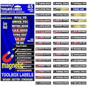Ultimate Magnetic Tool Box Organizer Labels Blue Edition Organize Boxes Drawers Cabinets Quick Easy Fits All Brands Of Steel Tool Chest