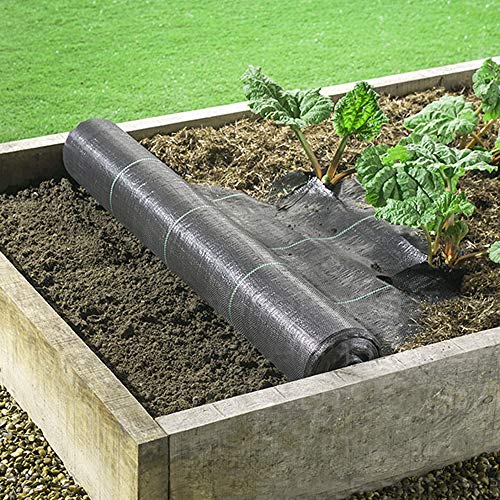 Anpatio 4 ft. x 50 ft. Heavey Duty Weed Barrier Black Durable Polypropylene Woven Stabilization Landscape Fabric High Water Permeability Garden Ground Cover Tarp