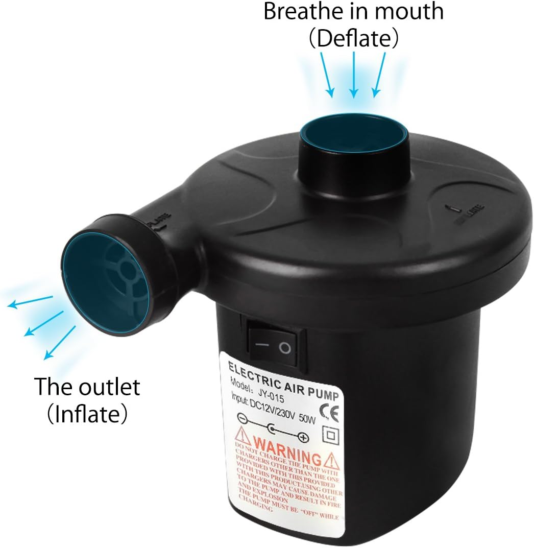 Omont Electric Quick-Fill Air Pump 110V AC/12V DC Portable Inflator Air Mattress Pump for Inflatable Air Bed Lake Floats Rafts Pool Toys: Home Improvement