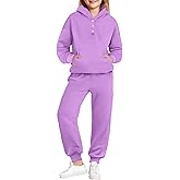 Arshiner Girls 2 Piece Outfits Fashion Sweatsuits Button Down Hooded Sweatshirt and Sweatpants with Pockets Kids Tracksuit