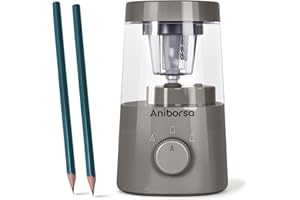 Aniborsa Electric Pencil Sharpener, Helical Blade Automatic Pencil Sharpener, Battery/USB Cord Operated Adjustable Sharpness for 6-8 mm Pencil, Classroom, School, Office, Home, Gray
