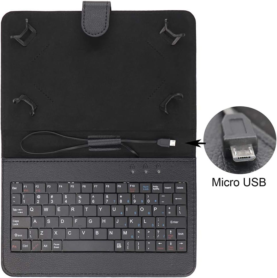 AKNICI 7-8 Inch Universal Tablet Leather Case Cover with Keyboard/Stand for 7"-8'' Android Tablet (With USB-C/Type-C Keyboard) Lenovo/DOOGEE/Acer Iconia/ALLDOCUBE/TECLAST/Blackview/VASOUN/PRITOM - Image 3