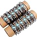 CHUYUN Retro 12 Zodiac Constellation Beaded Hand Woven Leather Bracelet Punk Chain Cuff (　Aquarius)