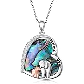 SHAOAN 925 Sterling Silver Mama Bear Pendant Necklace for Women Abalone Shell Mom Necklace Jewelry Gifts for Mother’s Day Birthday Anniversary