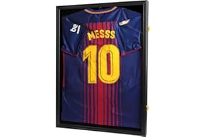 Sboitflmm Jersey Frame Display Case - Football Jersey Display Frame - Lockable Jersey Shadow Box with UV Protection Acrylic Door and Hanger for Hockey Soccer Basketball Baseball Shirts, Black