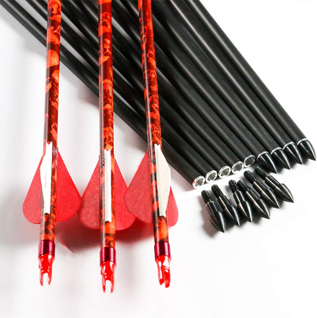 Linkboy Archery Spine 300 400 500 600 Carbon Arrows for Compound Recurve Long Bows Adult Hunting Practice 30 32 Inch Arrow Pack of 12PCS : Sports & Outdoors