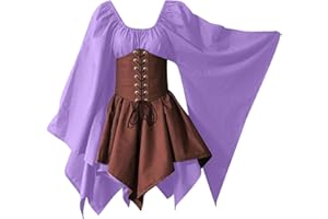 JEGULV Womens Renaissance Medieval Dress with Corset Lace Up Halloween Plus Size Vintage Irish Costume Gown Princess Dress