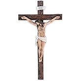 Catholic Crucifix Wall Cross,Jesus Cross Home Décor,Hand-Drawn Jesus Statue Catholic Hanging Crosses for Wall Art, 10 Inch INRI Wall Crucifix for House,Religious Gift,Home Altar Decor