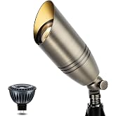 Gardencoin Solid Brass Landscape Lighting, 12V Heavy Duty Low Voltage Landscape Spotlights, LED Spot Lights for Outdoor Uplighting, Classic Bronze Accent Light Fixture with 2700K MR16 Bulb, 1 Pack