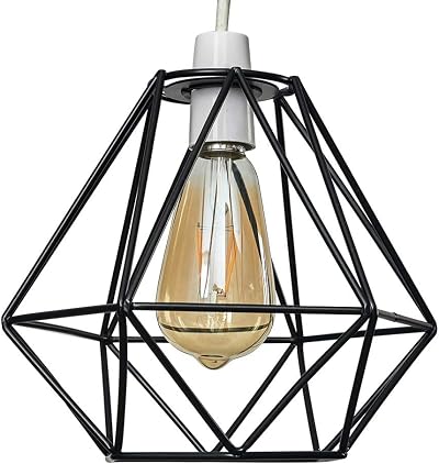 MiniSun Retro Black Metal Basket Ceiling Light Shade 23.5cm