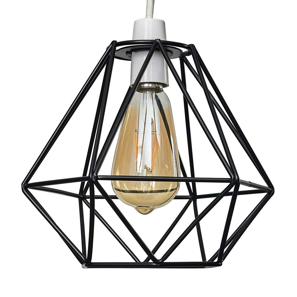 MiniSun | Retro Style Black Metal Basket Ceiling Light Shade | Pendant Lights, Home Décor & Improvement Essential | 23.5cm Shade Width