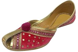 Step n Style Women Velvet & Leather Khussa Shoes Punjabi Jutti Indian Handmade Ballet