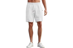 ZITY Men's Casual Drawstring Shorts Cotton Flat Front Elastic Waist Shorts, Summer Lightweight Beach Shorts with Pockets