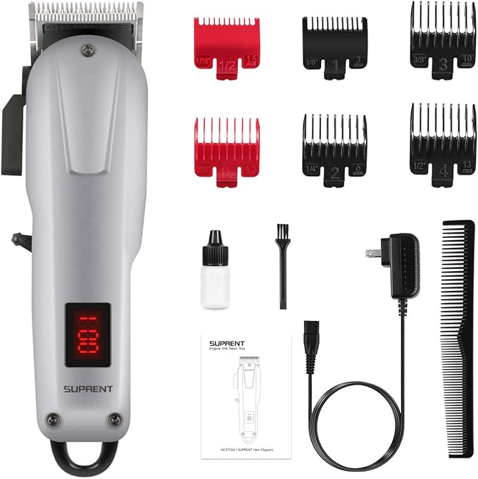 SUPRENT Pro Cordless Rechargeable Hair Clippers for Men Hair Cutting