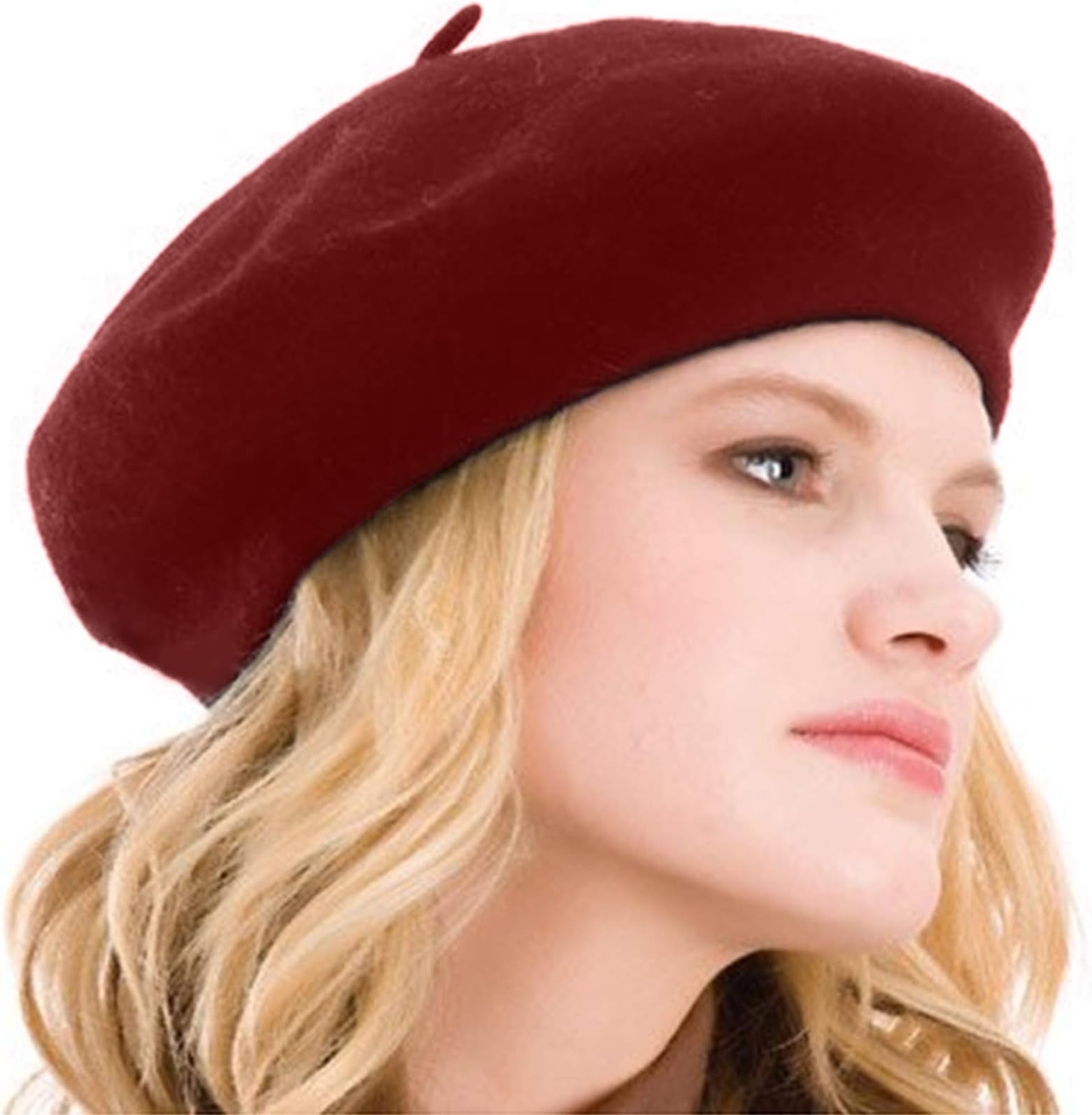 Womens Beret 100% Wool French Beret Solid Color Beanie Cap Hat