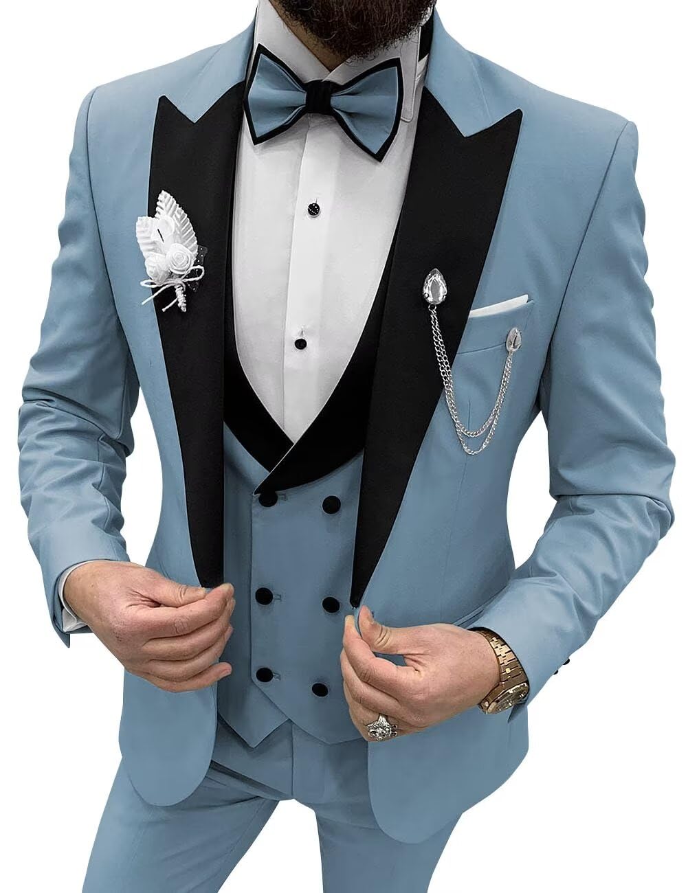 TIJOFA Dusty Blue Tuxedo for Men Mens Tuxedo Suit 3