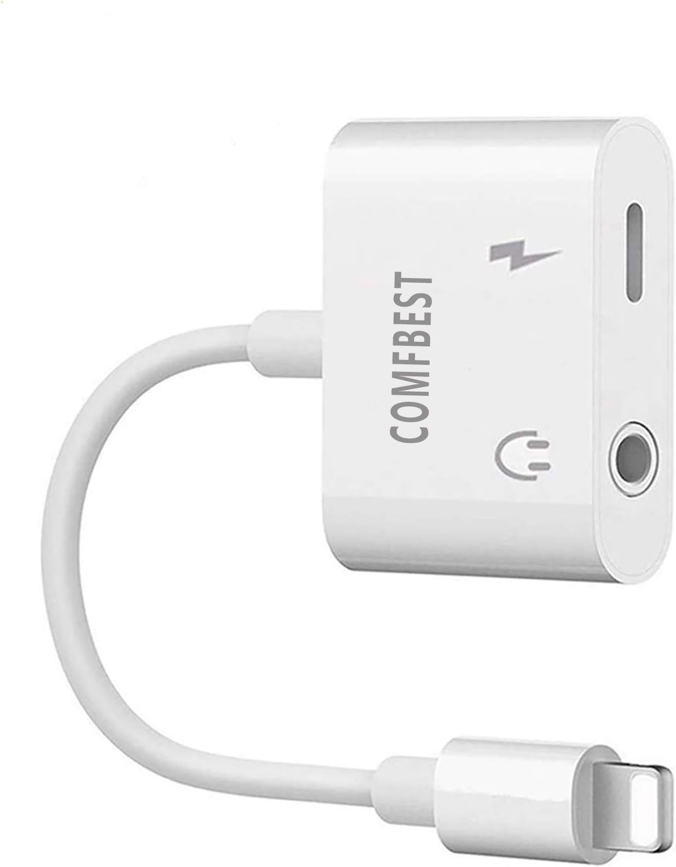 Earphone 3.5mm Jack Adapter for iPhone Xs/Xs Max/XR/ 8/8 Plus / 7/7 Plus for iPhone Dongle Aux 2 in 1 Earphone Splitter Adaptor Charger Cables & Audio Connector Support iOS 12