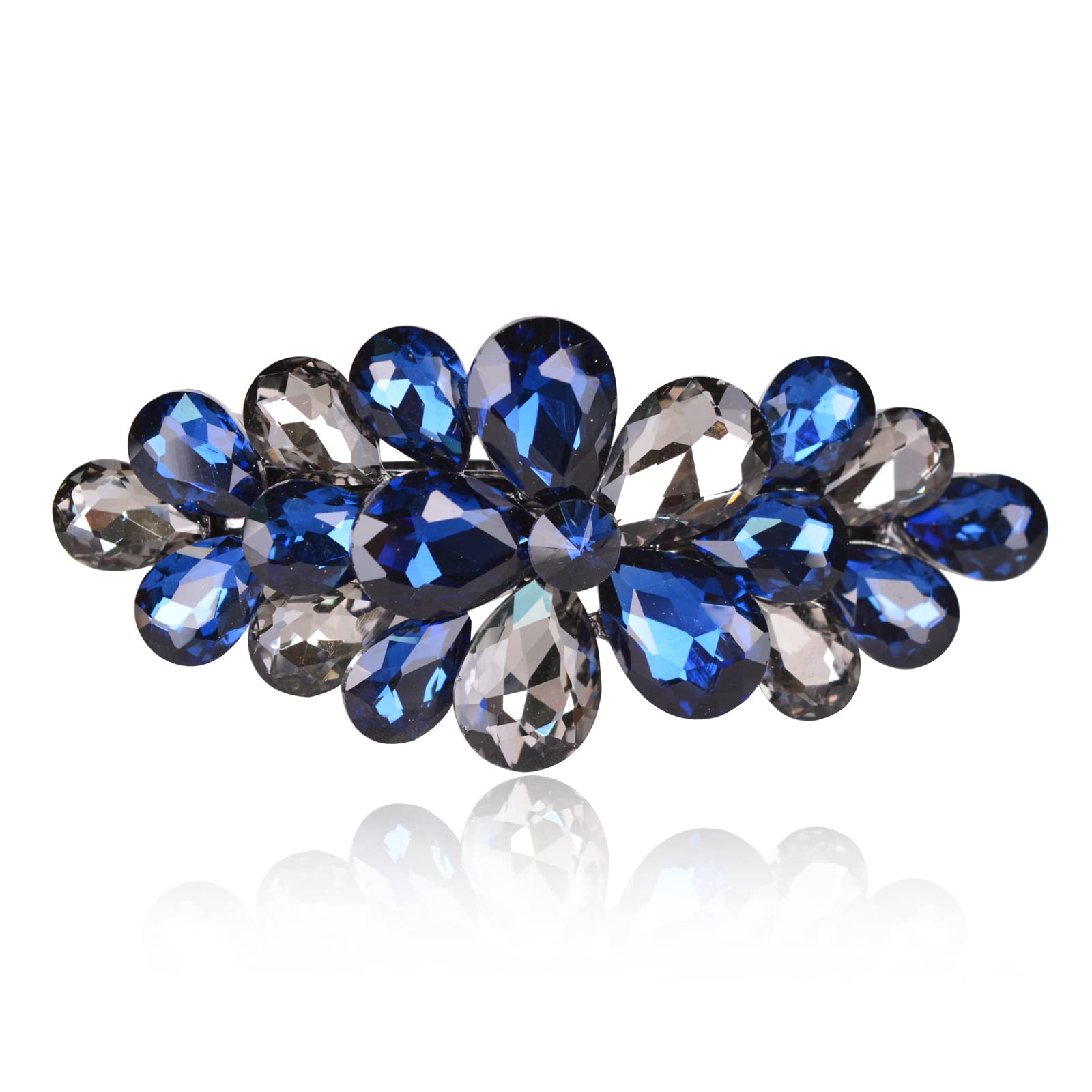 Sankuwen Flower Luxury Jewelry Design Hairpin Rhinestone Hair Barrette Clip,Also Perfect Mother's Day Gifts for Mom(Style B,Dark Blue)